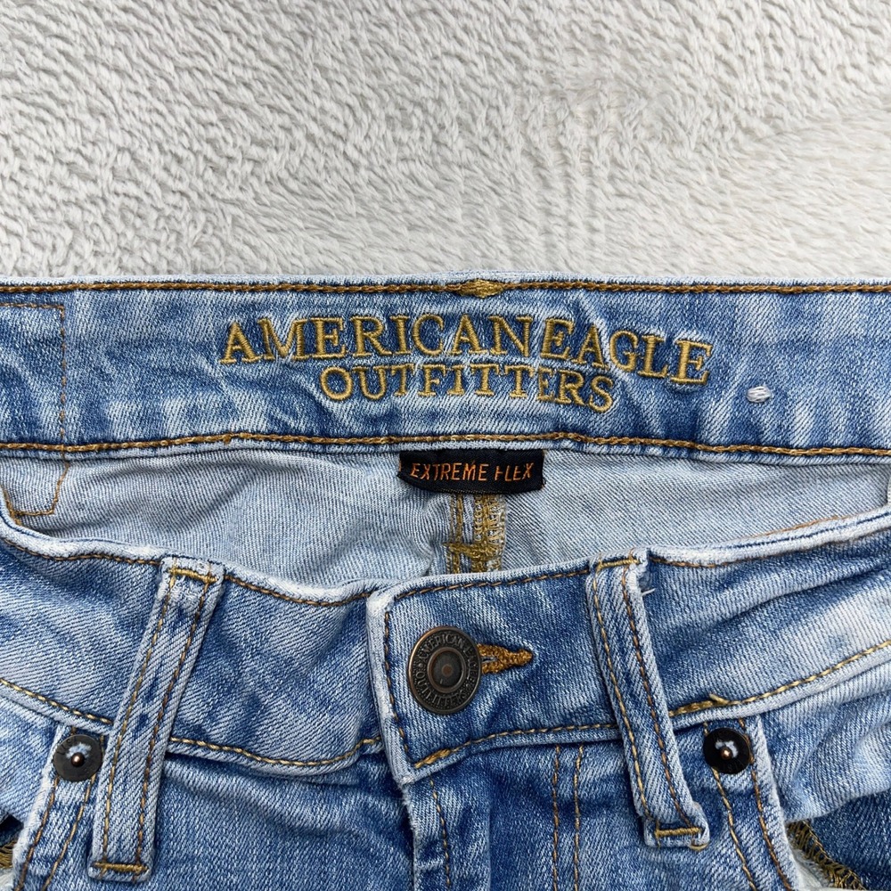 American Eagle Outfitters Mens Original Straight Jeans Light Wash 28x30 - Picture 6 of 11